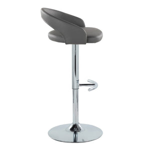 English Elm Adjustable Swivel Barstools Set of 3 PU Leather Seat Chrome Base Kitchen Counter Grey B202S02349