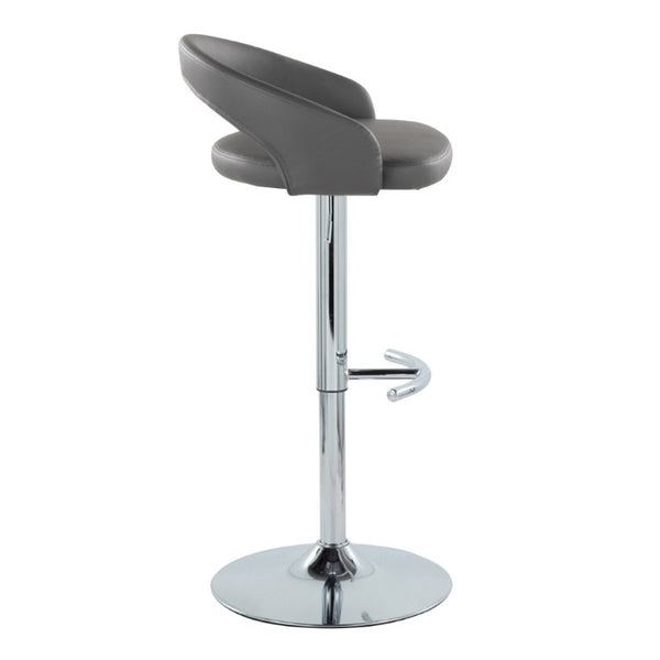 English Elm Adjustable Swivel Barstools Set of 3 PU Leather Seat Chrome Base Kitchen Counter Grey B202S02349