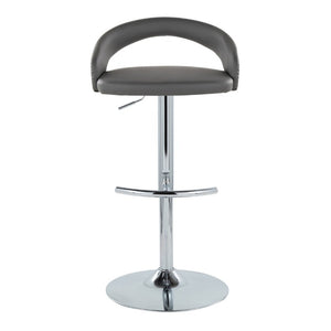English Elm Adjustable Swivel Barstools Set of 3 PU Leather Seat Chrome Base Kitchen Counter Grey B202S02349