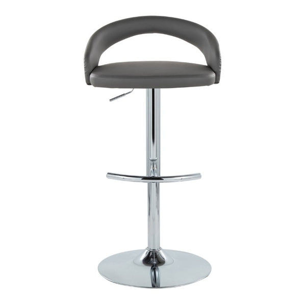 English Elm Adjustable Swivel Barstools Set of 3 PU Leather Seat Chrome Base Kitchen Counter Grey B202S02349