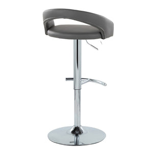 English Elm Adjustable Swivel Barstools Set of 3 PU Leather Seat Chrome Base Kitchen Counter Grey B202S02349