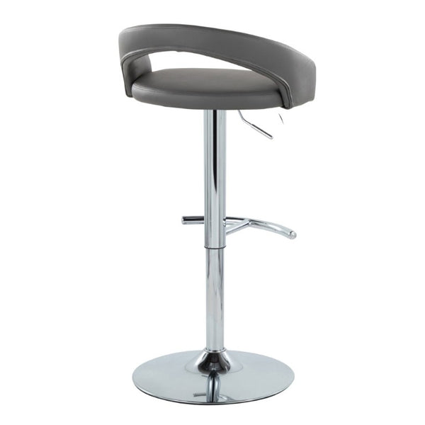 English Elm Adjustable Swivel Barstools Set of 3 PU Leather Seat Chrome Base Kitchen Counter Grey B202S02349
