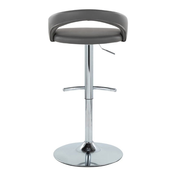 English Elm Adjustable Swivel Barstools Set of 3 PU Leather Seat Chrome Base Kitchen Counter Grey B202S02349