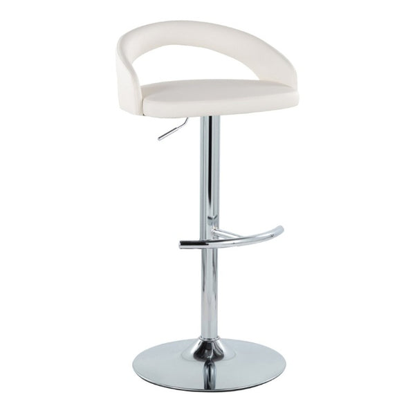 English Elm Adjustable Swivel Barstools Set of 3 Chrome Base PU Leather Kitchen Counter Seating White B202S02350