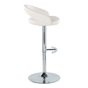 English Elm Adjustable Swivel Barstools Set of 3 Chrome Base PU Leather Kitchen Counter Seating White B202S02350