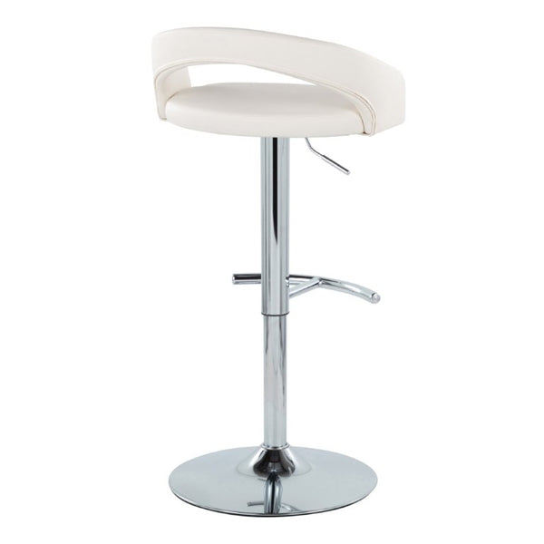 English Elm Adjustable Swivel Barstools Set of 3 Chrome Base PU Leather Kitchen Counter Seating White B202S02350