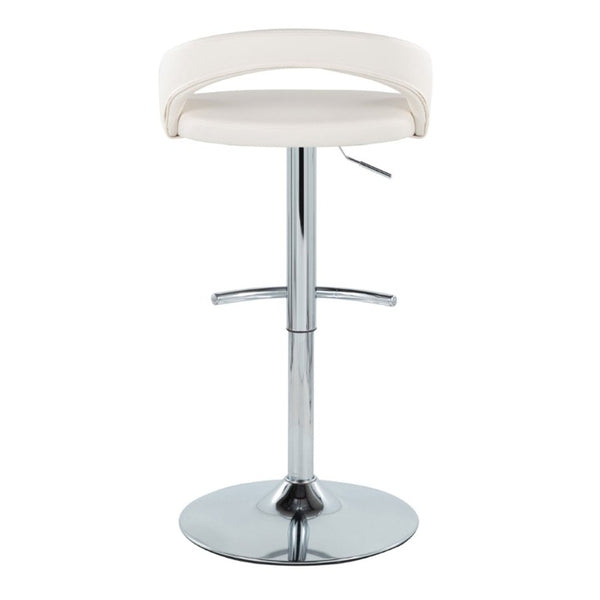 English Elm Adjustable Swivel Barstools Set of 3 Chrome Base PU Leather Kitchen Counter Seating White B202S02350