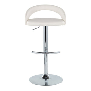 English Elm Adjustable Swivel Barstools Set of 3 Chrome Base PU Leather Kitchen Counter Seating White B202S02350