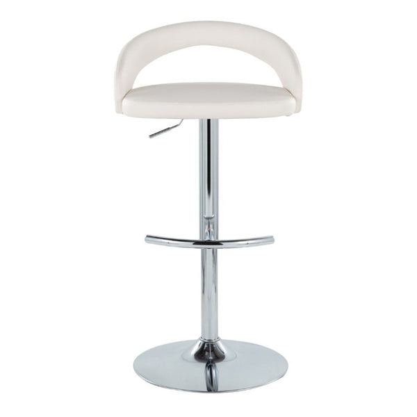 English Elm Adjustable Swivel Barstools Set of 3 Chrome Base PU Leather Kitchen Counter Seating White B202S02350