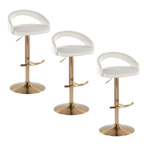 English Elm Adjustable Velvet Swivel Barstools in Glam Gold Base Set of 3 for Counter or Bar B202S02352