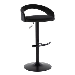 English Elm Adjustable Velvet Swivel Barstools with Pneumatic Lift Black Metal Base Set of 3 B202S02353