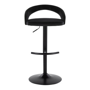 English Elm Adjustable Velvet Swivel Barstools with Pneumatic Lift Black Metal Base Set of 3 B202S02353