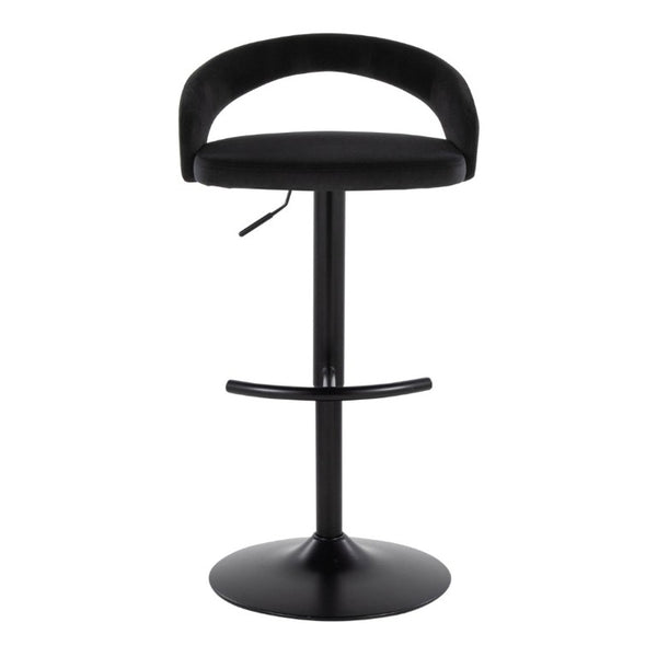 English Elm Adjustable Velvet Swivel Barstools with Pneumatic Lift Black Metal Base Set of 3 B202S02353