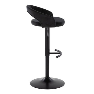 English Elm Adjustable Velvet Swivel Barstools with Pneumatic Lift Black Metal Base Set of 3 B202S02353