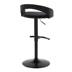 English Elm Adjustable Velvet Swivel Barstools with Pneumatic Lift Black Metal Base Set of 3 B202S02353