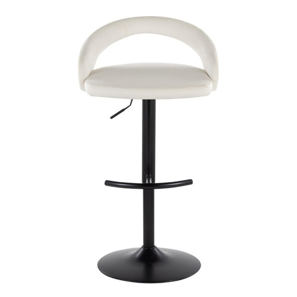 English Elm Adjustable Barstools Set of 3 Woven Fabric Swivel Seats with Black Metal Base White B202S02354