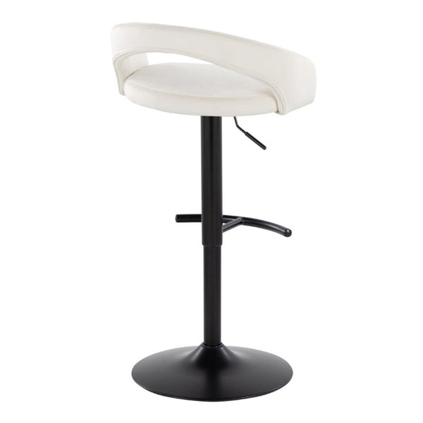 English Elm Adjustable Barstools Set of 3 Woven Fabric Swivel Seats with Black Metal Base White B202S02354