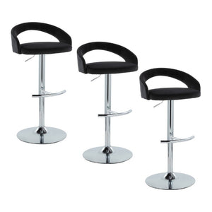 English Elm Adjustable Velvet Counter Stools with Chrome Swivel Base for Kitchen Islands Set of 3 B202S02355