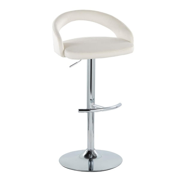 English Elm Adjustable Swivel Barstools Set of 3 Chrome Base Upholstered Kitchen Island Seating White B202S02356