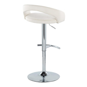 English Elm Adjustable Swivel Barstools Set of 3 Chrome Base Upholstered Kitchen Island Seating White B202S02356
