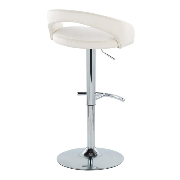 English Elm Adjustable Swivel Barstools Set of 3 Chrome Base Upholstered Kitchen Island Seating White B202S02356