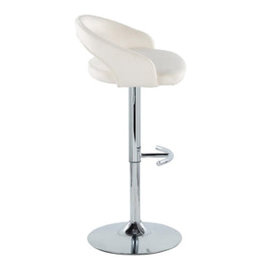 English Elm Adjustable Swivel Barstools Set of 3 Chrome Base Upholstered Kitchen Island Seating White B202S02356
