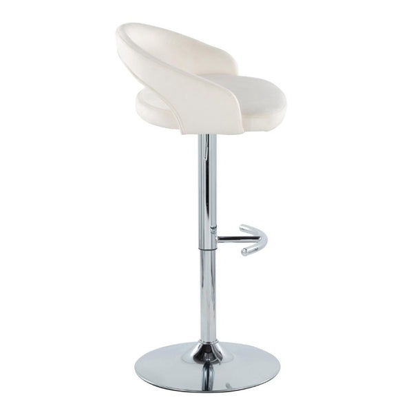 English Elm Adjustable Swivel Barstools Set of 3 Chrome Base Upholstered Kitchen Island Seating White B202S02356