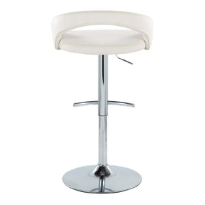 English Elm Adjustable Swivel Barstools Set of 3 Chrome Base Upholstered Kitchen Island Seating White B202S02356