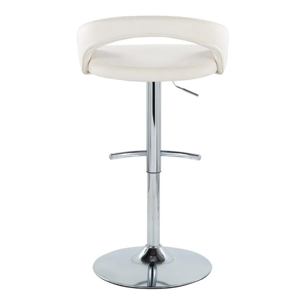English Elm Adjustable Swivel Barstools Set of 3 Chrome Base Upholstered Kitchen Island Seating White B202S02356