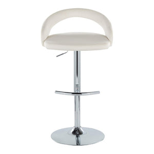 English Elm Adjustable Swivel Barstools Set of 3 Chrome Base Upholstered Kitchen Island Seating White B202S02356