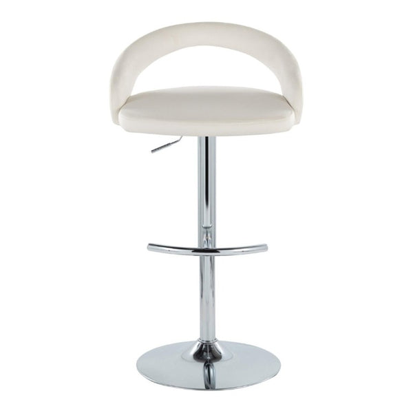 English Elm Adjustable Swivel Barstools Set of 3 Chrome Base Upholstered Kitchen Island Seating White B202S02356