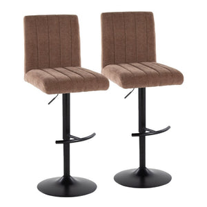 English Elm Contemporary Adjustable Swivel Barstools with Padded Fabric Seats and Black Metal Base Set of 2 B202S02357