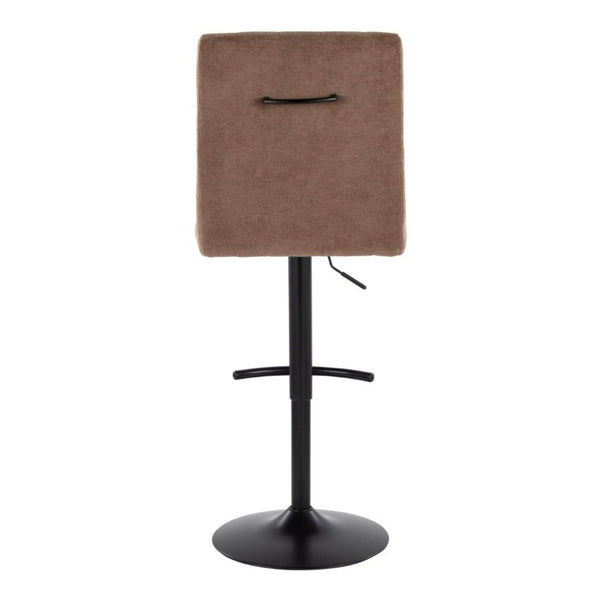 English Elm Contemporary Adjustable Swivel Barstools with Padded Fabric Seats and Black Metal Base Set of 2 B202S02357