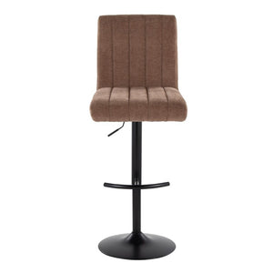English Elm Contemporary Adjustable Swivel Barstools with Padded Fabric Seats and Black Metal Base Set of 2 B202S02357