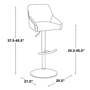 English Elm Adjustable Swivel Barstools with Gold Base and White PU Leather Seat Set of 2 B202S02359