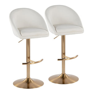 English Elm Highback Wingback Barstools with Gold Base Swivel Adjustable Kitchen Island Seating Set of 2 Cream B202S02360