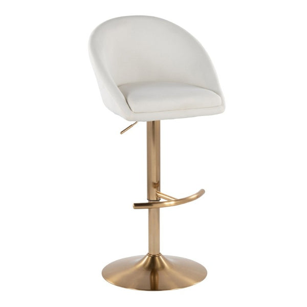 English Elm Highback Wingback Barstools with Gold Base Swivel Adjustable Kitchen Island Seating Set of 2 Cream B202S02360