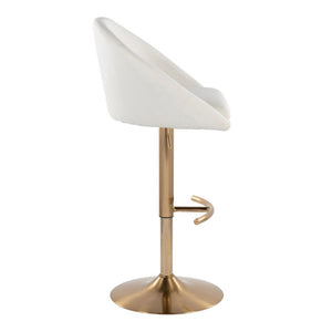 English Elm Highback Wingback Barstools with Gold Base Swivel Adjustable Kitchen Island Seating Set of 2 Cream B202S02360