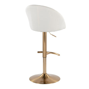 English Elm Highback Wingback Barstools with Gold Base Swivel Adjustable Kitchen Island Seating Set of 2 Cream B202S02360