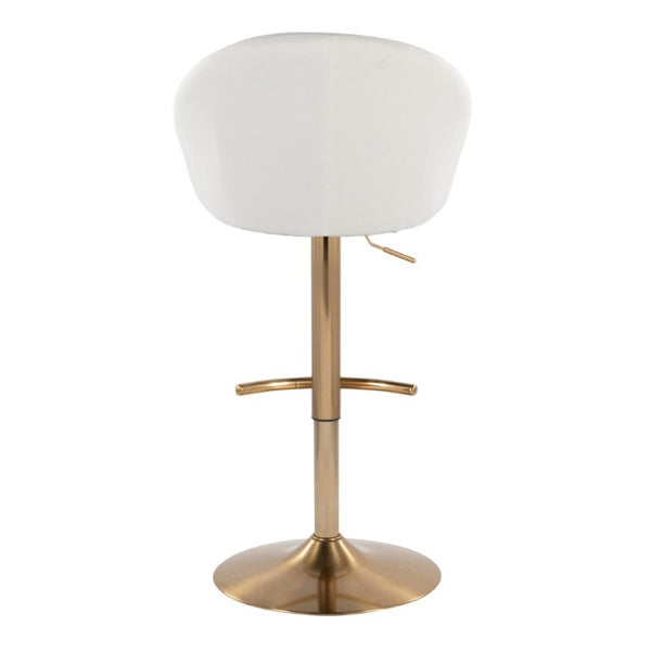 English Elm Highback Wingback Barstools with Gold Base Swivel Adjustable Kitchen Island Seating Set of 2 Cream B202S02360
