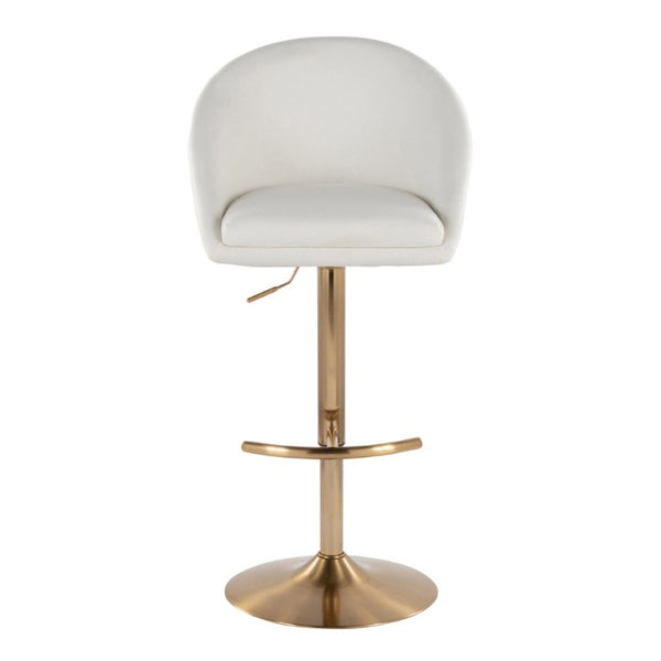 English Elm Highback Wingback Barstools with Gold Base Swivel Adjustable Kitchen Island Seating Set of 2 Cream B202S02360