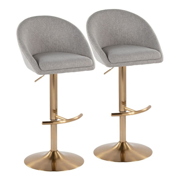 English Elm Highback Wingback Barstools with Gold Base Swivel Adjustable Kitchen Island Seating Set of 2 Gray B202S02361