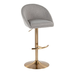 English Elm Highback Wingback Barstools with Gold Base Swivel Adjustable Kitchen Island Seating Set of 2 Gray B202S02361