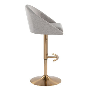 English Elm Highback Wingback Barstools with Gold Base Swivel Adjustable Kitchen Island Seating Set of 2 Gray B202S02361