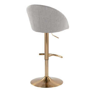 English Elm Highback Wingback Barstools with Gold Base Swivel Adjustable Kitchen Island Seating Set of 2 Gray B202S02361