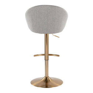 English Elm Highback Wingback Barstools with Gold Base Swivel Adjustable Kitchen Island Seating Set of 2 Gray B202S02361