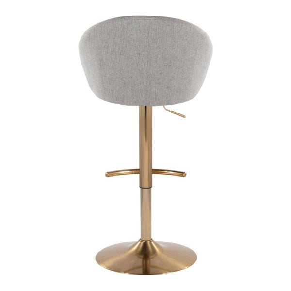English Elm Highback Wingback Barstools with Gold Base Swivel Adjustable Kitchen Island Seating Set of 2 Gray B202S02361