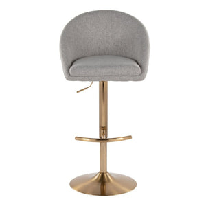 English Elm Highback Wingback Barstools with Gold Base Swivel Adjustable Kitchen Island Seating Set of 2 Gray B202S02361