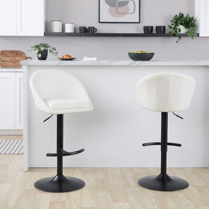 English Elm Highback Swivel Barstools Adjustable Height Cream Upholstered Seat Matte Black Base Set Cream B202S02362