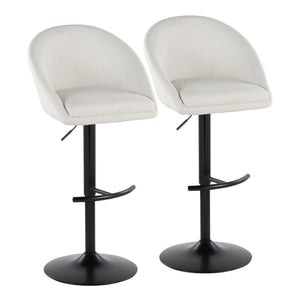 English Elm Highback Swivel Barstools Adjustable Height Cream Upholstered Seat Matte Black Base Set Cream B202S02362